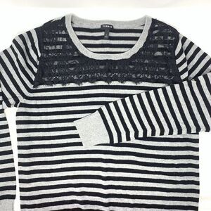 TORRID Black & Gray Horizontal Stripe Lace Chest Women's Sweater Size 1 /4-16 1X